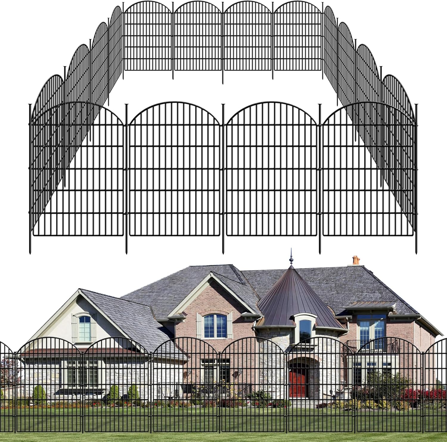 10 Panels Decorative Garden Fence, 40in (H) X 21.92ft (L) No Dig Dog Fences Outdoor for Yard