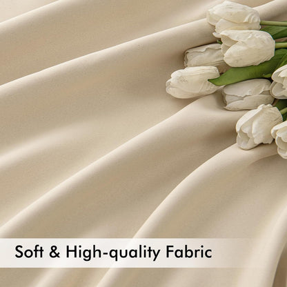 MIULEE Cream Beige Back Tab Light Blocking Curtains 72 Inch Length 2 Panels Set for Living Room