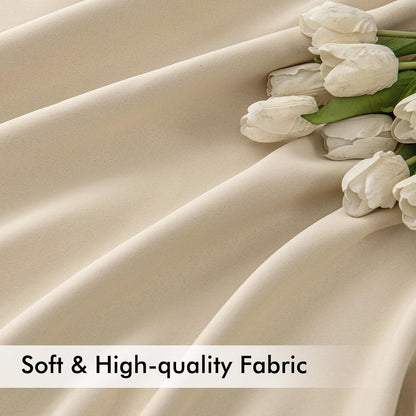 MIULEE Cream Beige Back Tab Light Blocking Curtains 95 Inch Length 2 Panels Set for Living Room