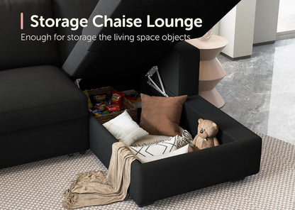 HONBAY Sectional Sleeper Sofa with Pull Out Bed U-Shape Sectional Couch with Storage Chaise 6