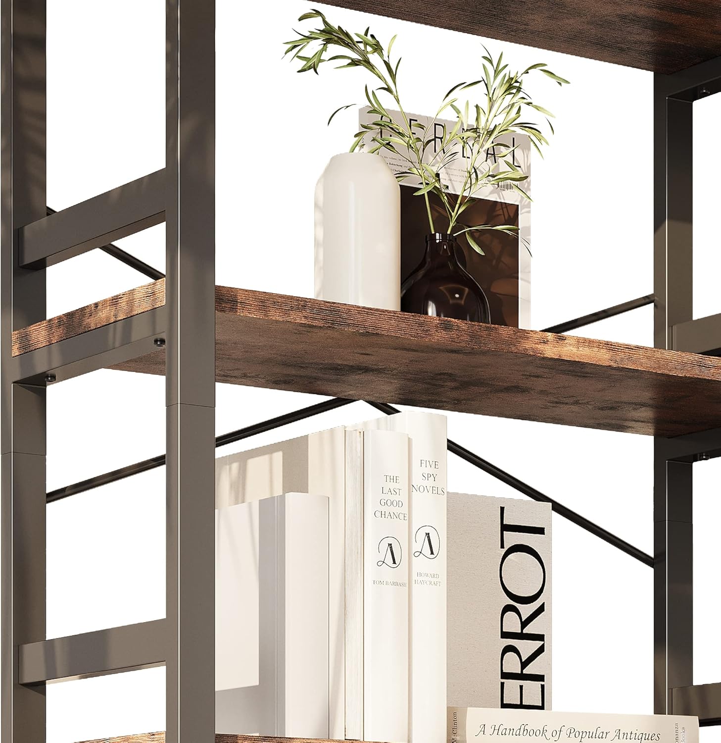 IRONCK Bookshelves and Bookcases, 31.5in Wide Shelf 5-Tier Ladder Shelf 110lbs/shelf Vintage