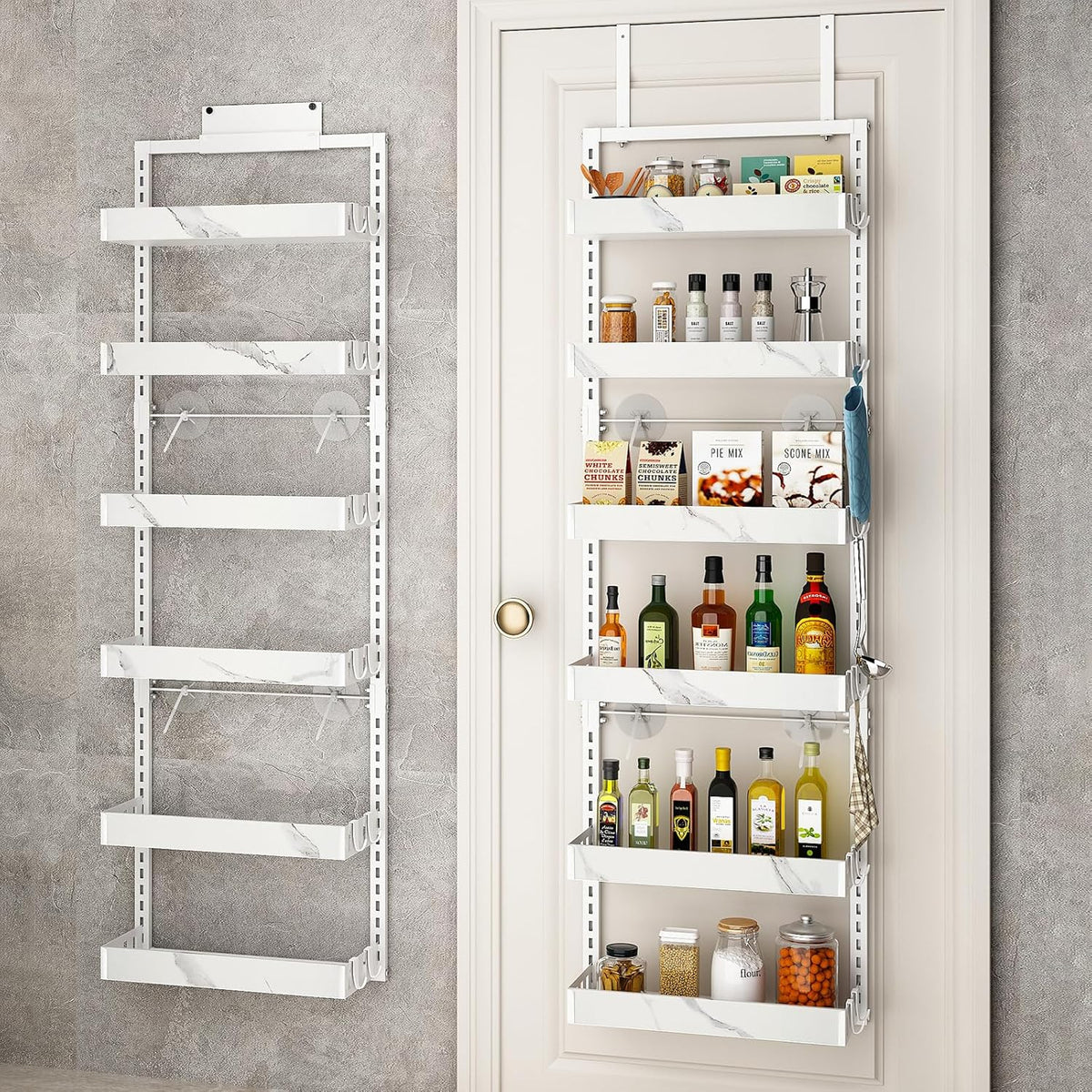 bukfen Over the Door Pantry Organizer, 6-Tier Adjustable Basket Kitchen Pantry Door Organization
