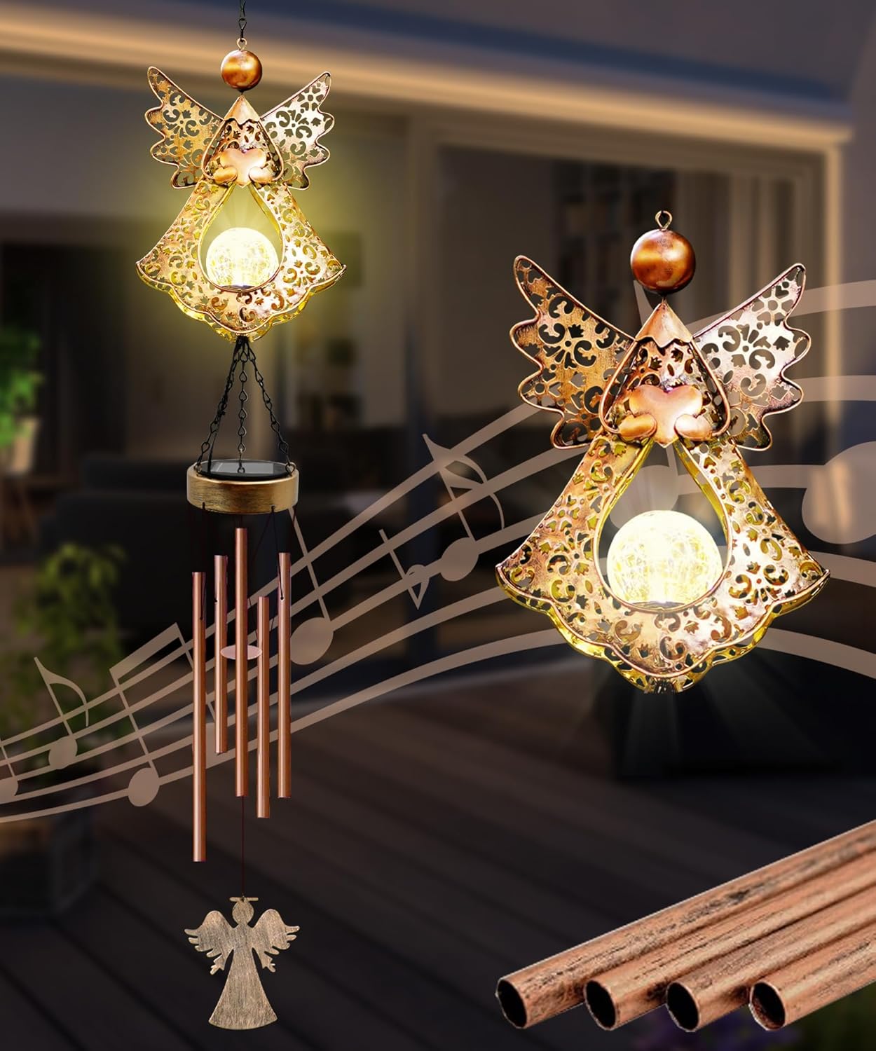 Wind Chimes Outdoor Indoor Decor: Birthday Gifts for Mom Grandma - Outside Lights for Garden Yard