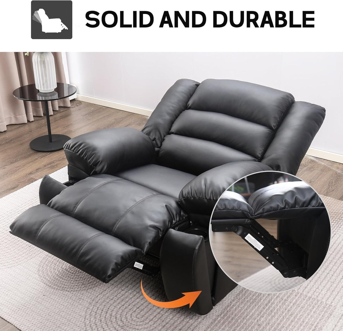 EBELLO Manual Faux Leather Recliner Sofa Set, Recliner Chair, Loveseat Reclining Sofa and 3 Seat