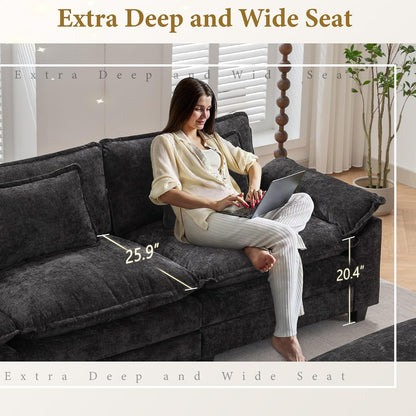URRED Modular Sectional Sofa Comfy Cloud Couch, Modern Chenille Sofa Sleeper Deep Seat Couches with