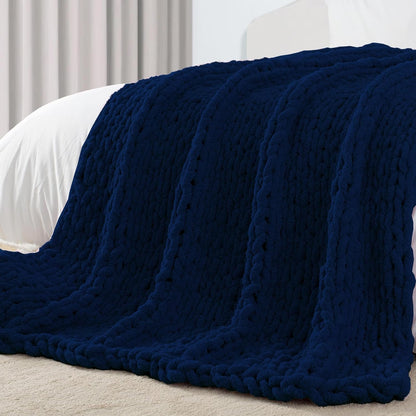 Carriediosa Chunky Knit Throw Blanket 60" X 80" Twin, 100% Hand Made Large Chenille Loop Yarn Soft