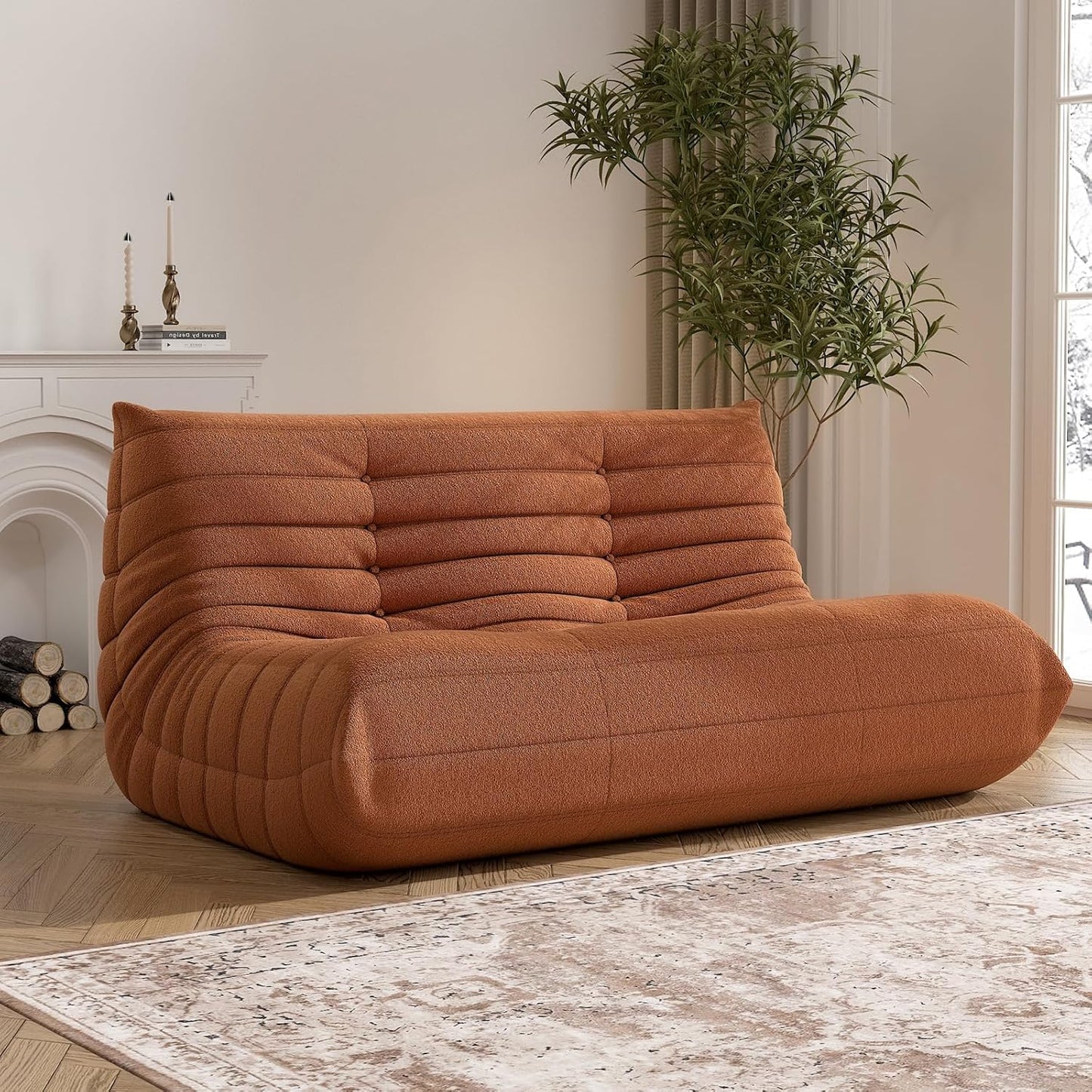 Bean Bag Chair, Loveseat Fireside Chair Bean Bag Sofa Large Bean Bag Chair for Adults, 2 Seater