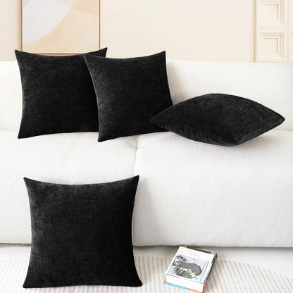 CaliTime Throw Pillow Covers Decorative 18 X 18 Inches Pack of 4 Cozy Chenille Cushion Cases for