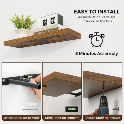 36 inch Floating Shelves Wall Shelves for Office with Invisible Brackets, 8 inch Deep Shelves for