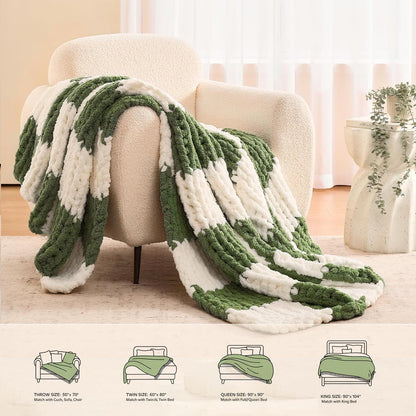 L'AGRATY Chunky Knit Blanket Throw: 50''x60'' Chenille Chunky Knitted Throw Blankets for Bed Couch