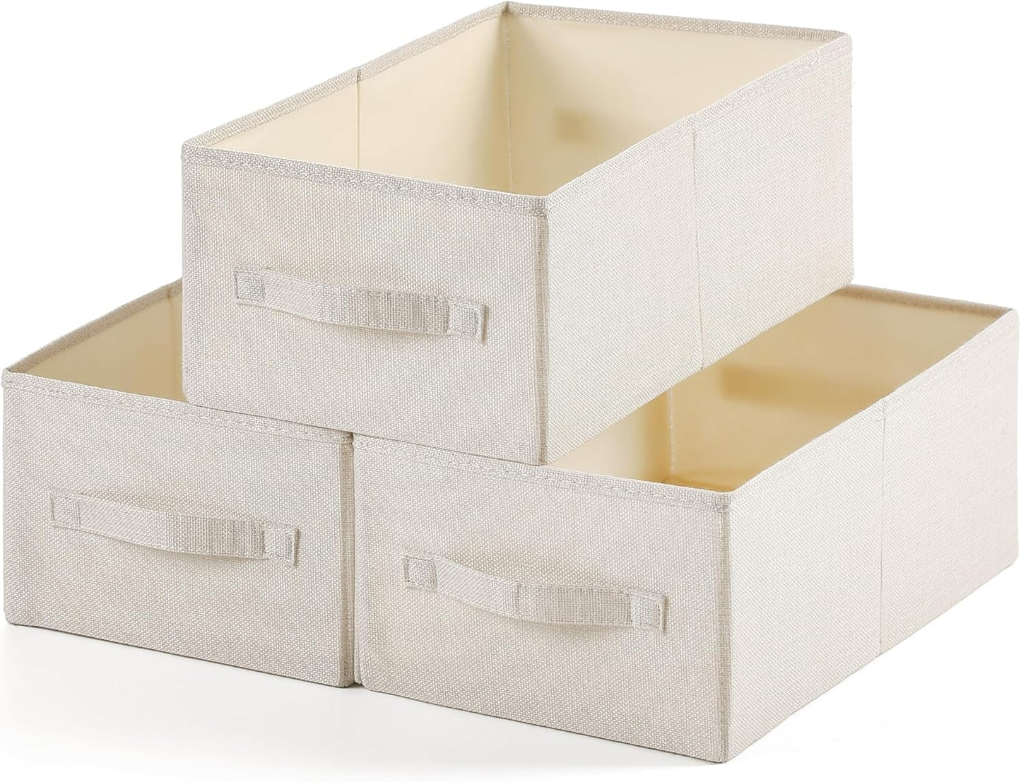 Linen Folding Storage Bins, 3 Pack Large Storage Baskets, Washable, Clothing Storage Bins with