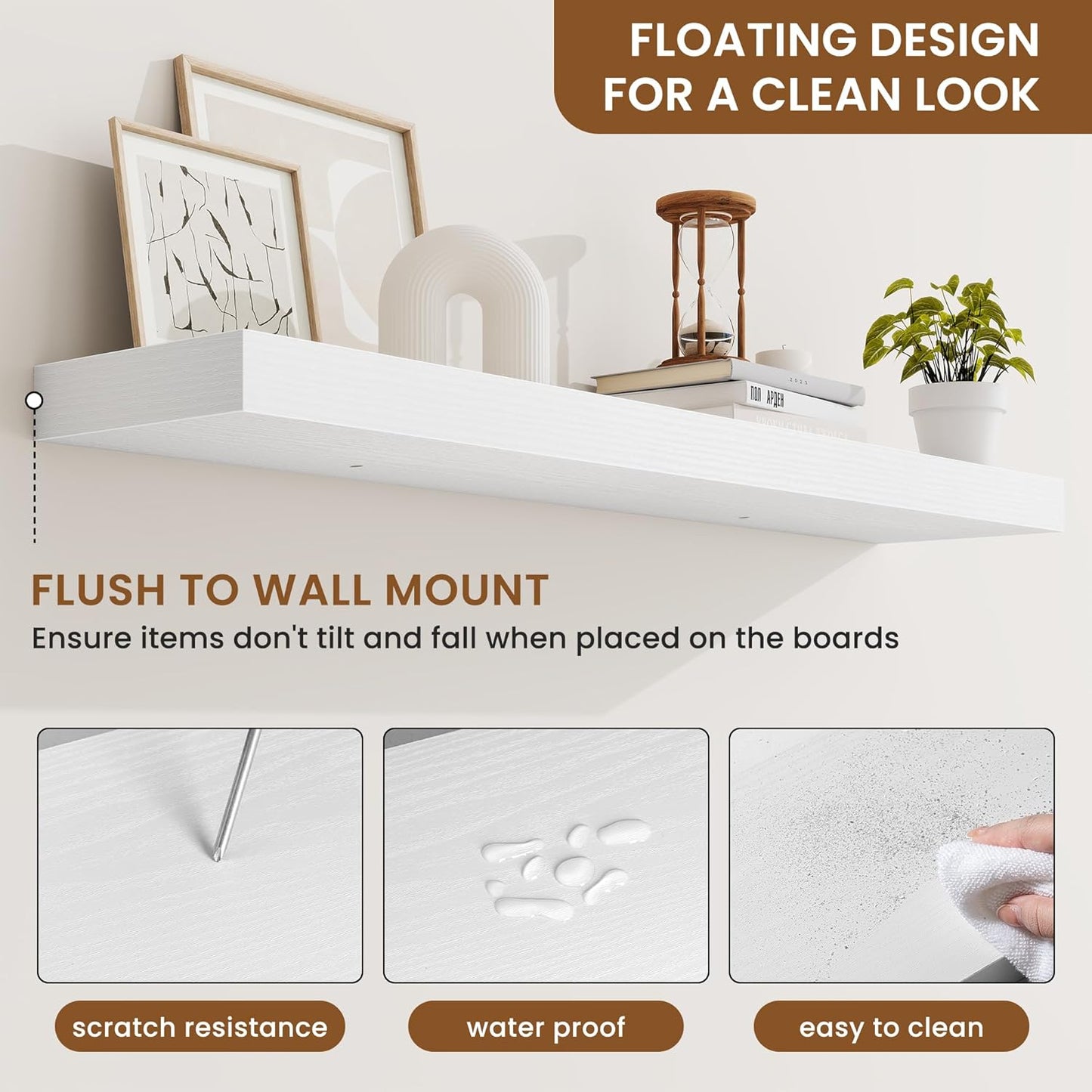 fuqing Floating Shelves for Wall, Bathroom Shelf Wall Mounted for Storage, Shelves with Invisible