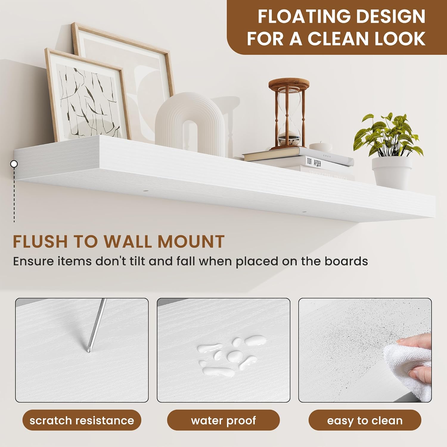 fuqing Floating Shelves for Wall, Bathroom Shelf Wall Mounted for Storage, Shelves with Invisible