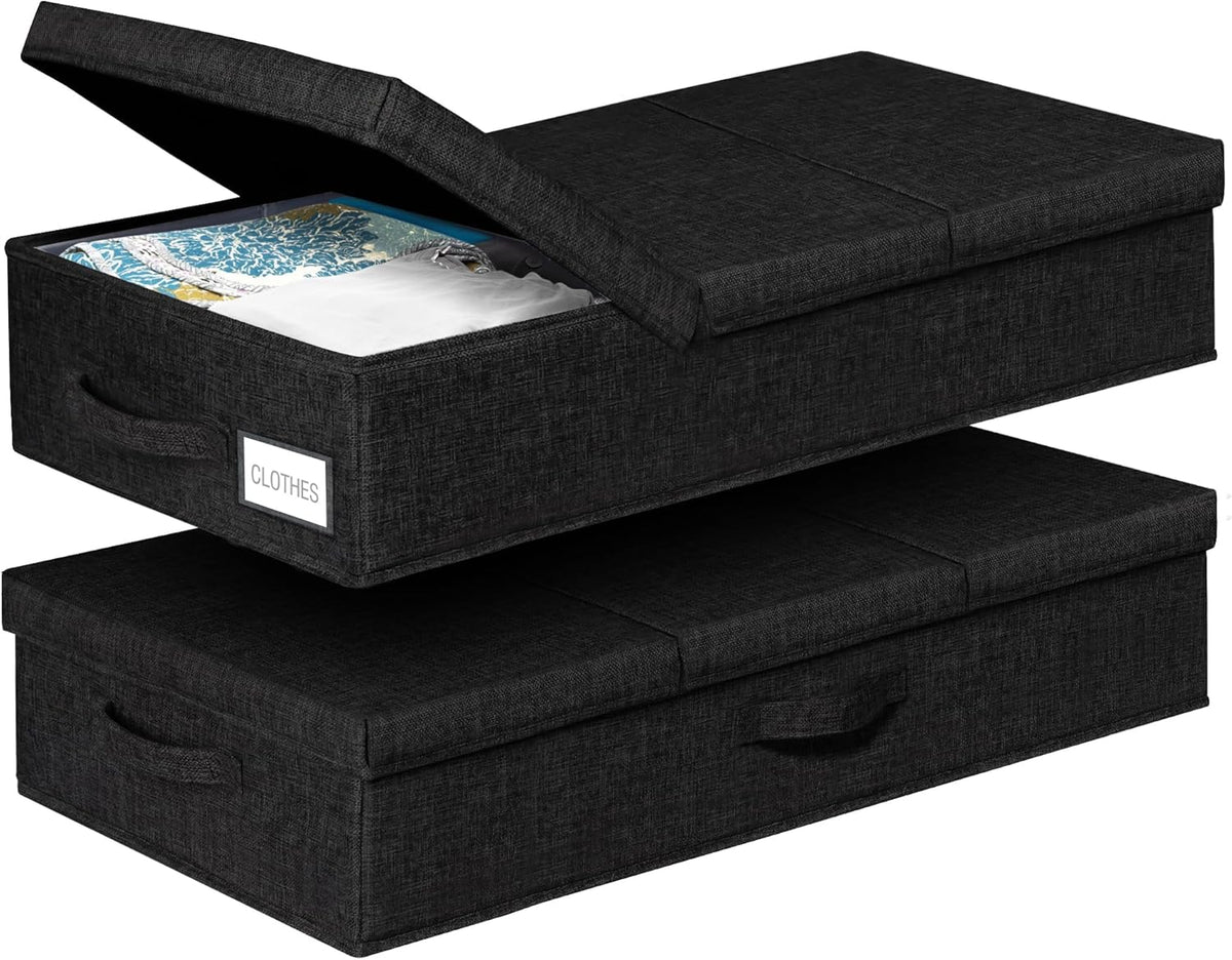 punemi Under Bed Storage Containers, Set of 2 Low Profile Under Crib Storage Bins With Lid, Large