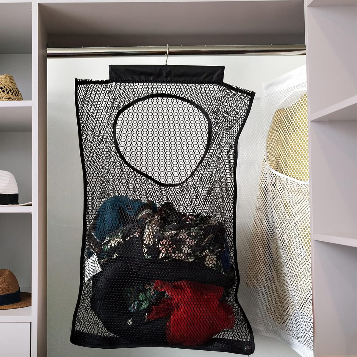Hanging Mesh Laundry Hamper (30in*20in*2in) Large Dirty Clothes Bag, Can Be Used Behind The Door &