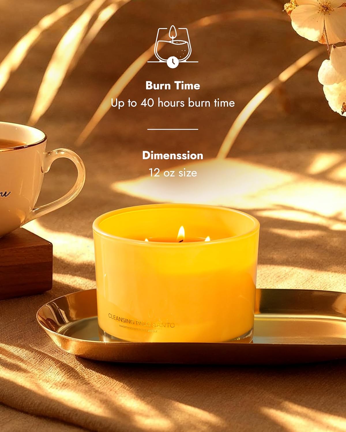96NORTH Luxury Palo Santo Candle | Large 3 Wick Jar Candle | Up to 50 Hours Burning Time | 100%