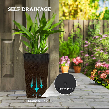 Outsunny Tall Planters for Outdoor Plants Set of 3, 24 in Taper Planters with Drainage Holes