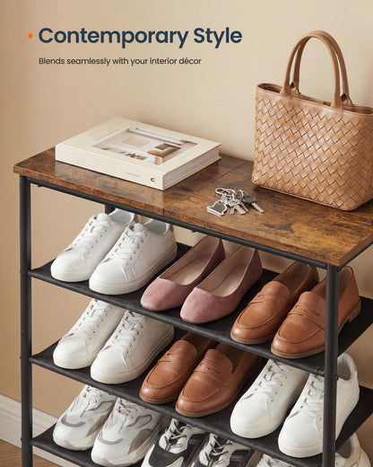 SONGMICS HOME 4-Tier Shoe Rack, Free Standing Shoe Storage Organizer, 12 x 29.7 x 28.2 Inches