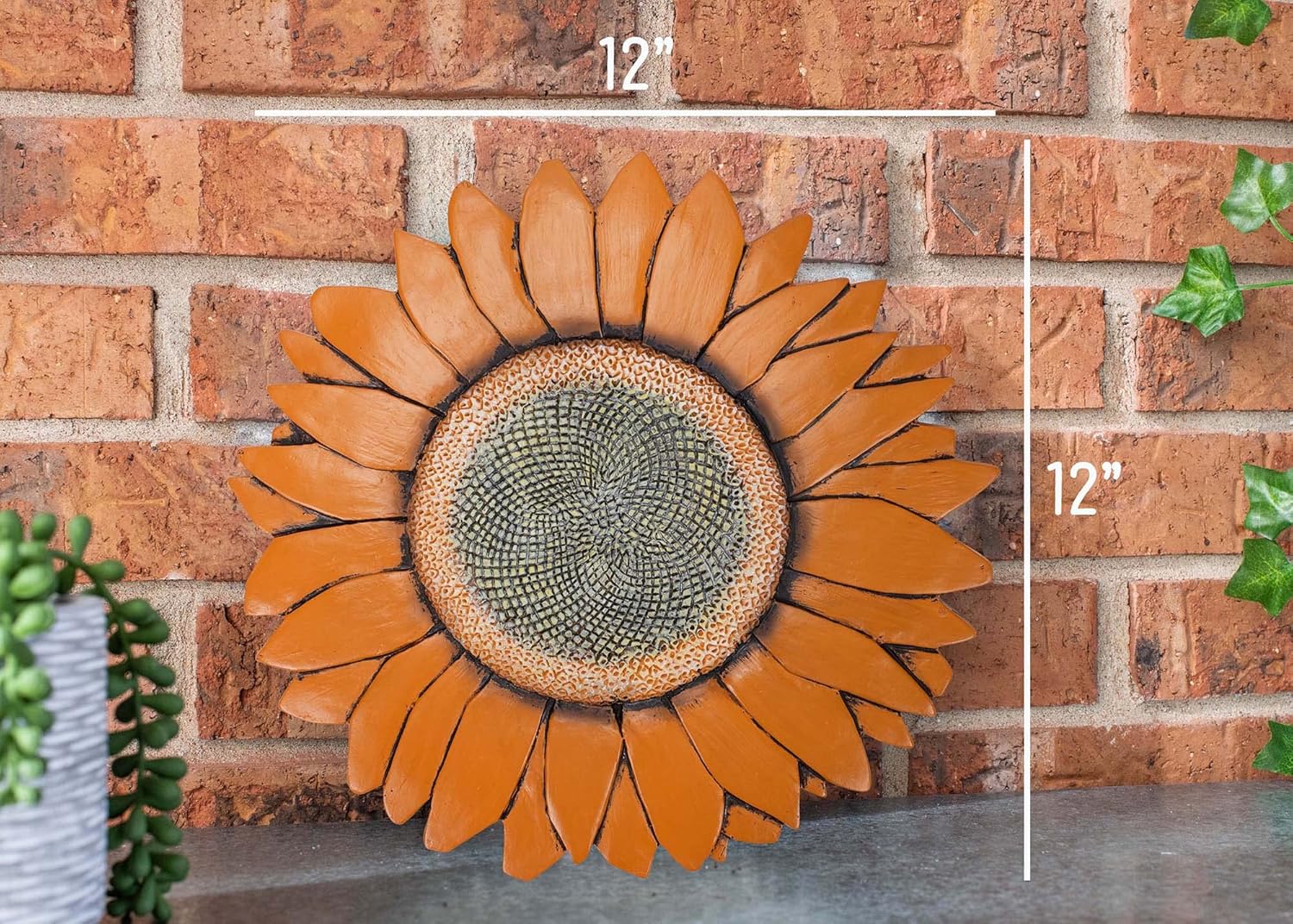 NAT & Jules Sunflower Shaped Dimensional Indoor Outdoor 12 inch Cast Resin Decorative Garden