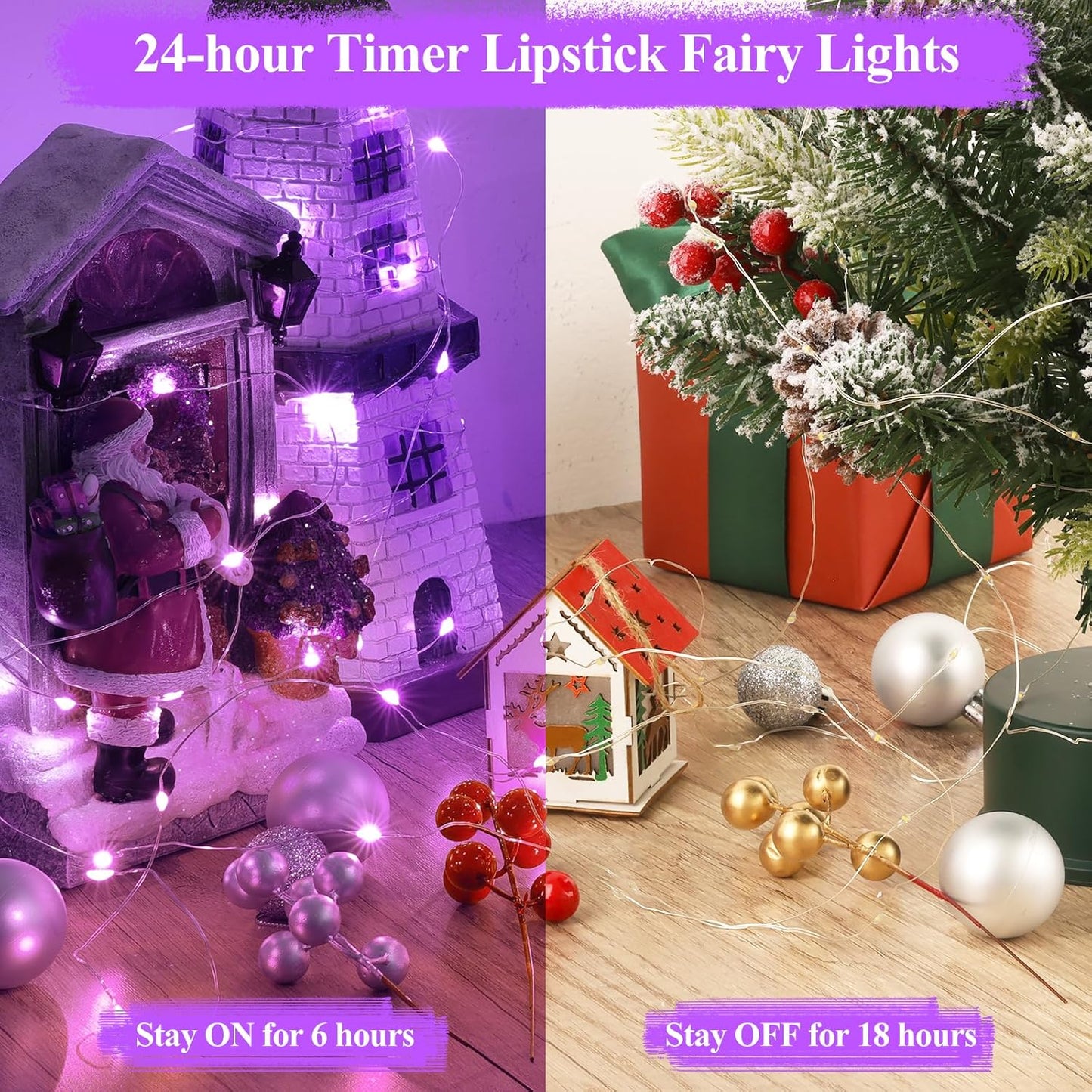 Lakumu Rechargeable Fairy Lights Battery Operated, String Lights with Timer, Mini LED Twinkle