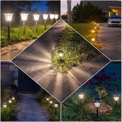 XMCOSY+ Solar Lights Pathway Outdoor - 2 LED Modes 10/25 LM Solar Powered Yard Garden Lighting