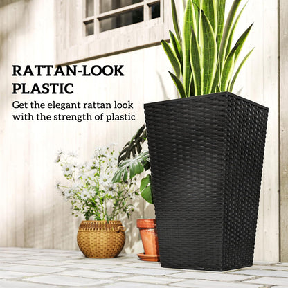Outsunny Tall Planters for Outdoor Plants Set of 3, 24 in Taper Planters with Drainage Holes