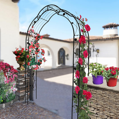 Metal Garden Arch 98.4" H Garden Arbor Trellis for Outdoor Climbing Plants Support Rose Lawn Tall