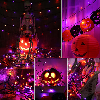 Joomer 2 Pack Orange Purple Halloween Solar String Lights Total 144 FT 400 LED 8 Modes Waterproof