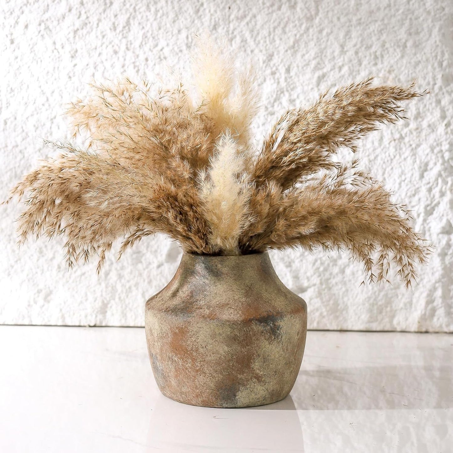 Mitt&Ditt Ceramic Flower Vase, 5.3 inch Pottery Farmhouse Rustic Vase, Handcrafted Weathered Vases