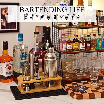 Bartender Kit Cocktail Shaker Set with Stand Bar Tool Bar Set for Drink Mixing Home Bartending Kit