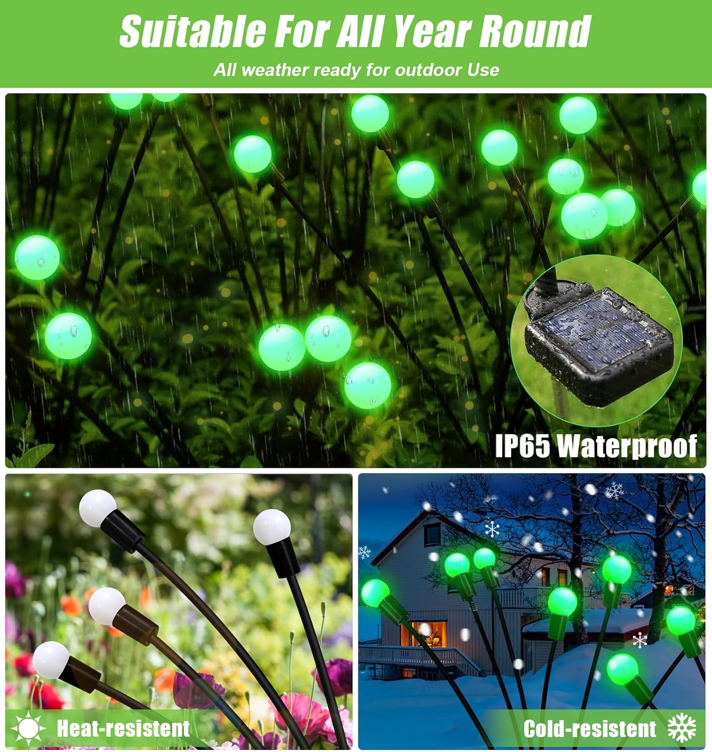 Solar Garden Lights Outdoor, 4 Pack 24LED Waterproof Solar Powered Lights for Yard Pathway Patio