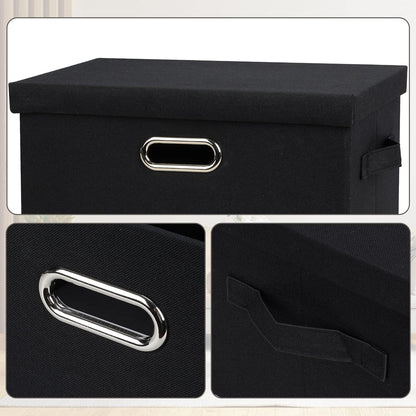 Medium 15" 21 Quart Collapsible Stackable Storage Bins with Lids, 1 Pack Black Foldable Fabric