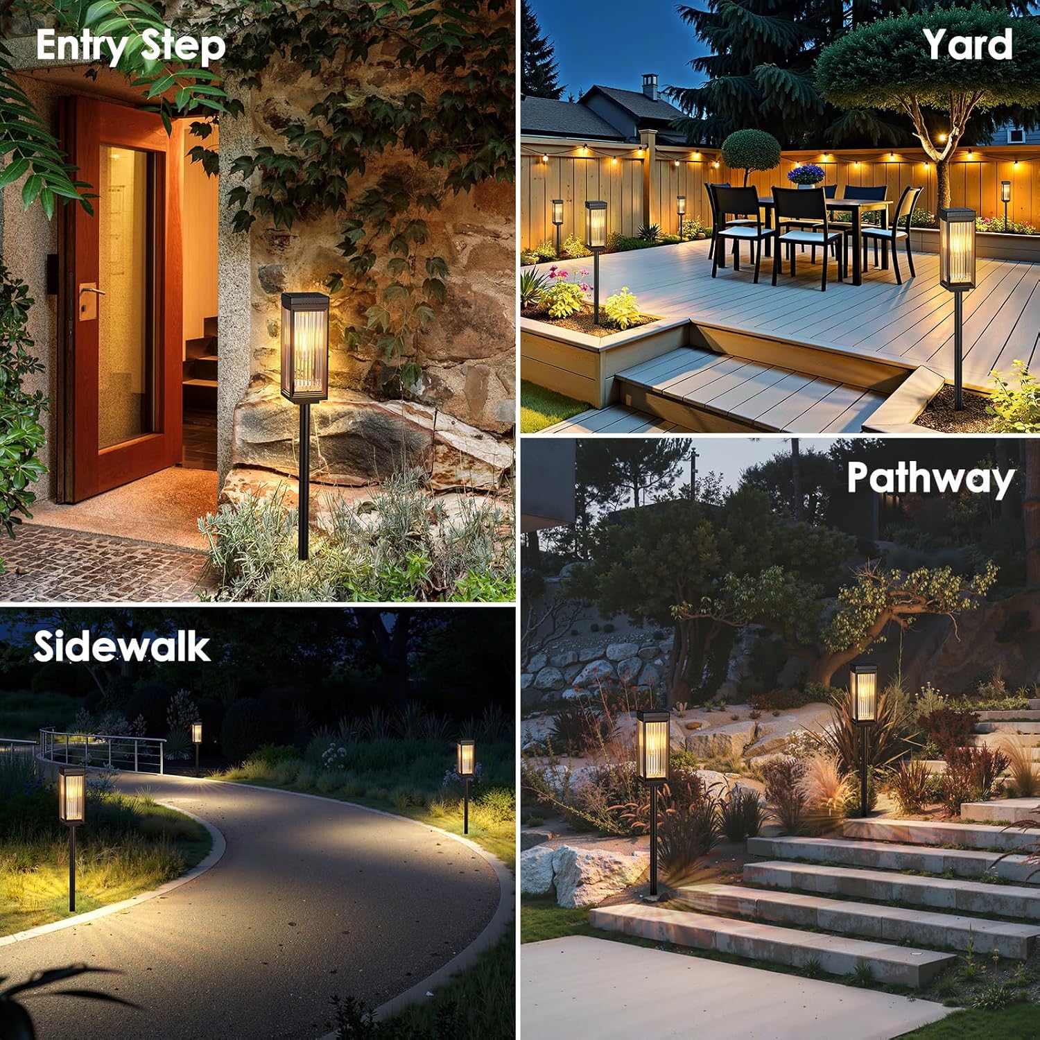 Solar Pathway Lights Outdoor, 8 Pack Upgraded Solar Lights Outdoor Waterproof, Bright Up to 15 Hrs