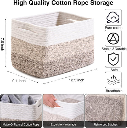 Shelf Baskets for Organizing, Storage Baskets for Shelves, Woven Baskets for Storage, Cotton Rope