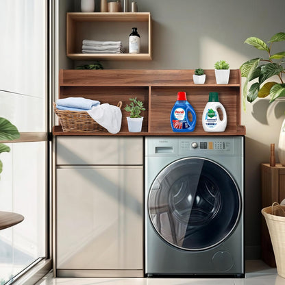 Royxen 2-Tier Washer Dryer Countertop,19.5" H Wood Washer and Dryer Topper with Shelf,Laundry