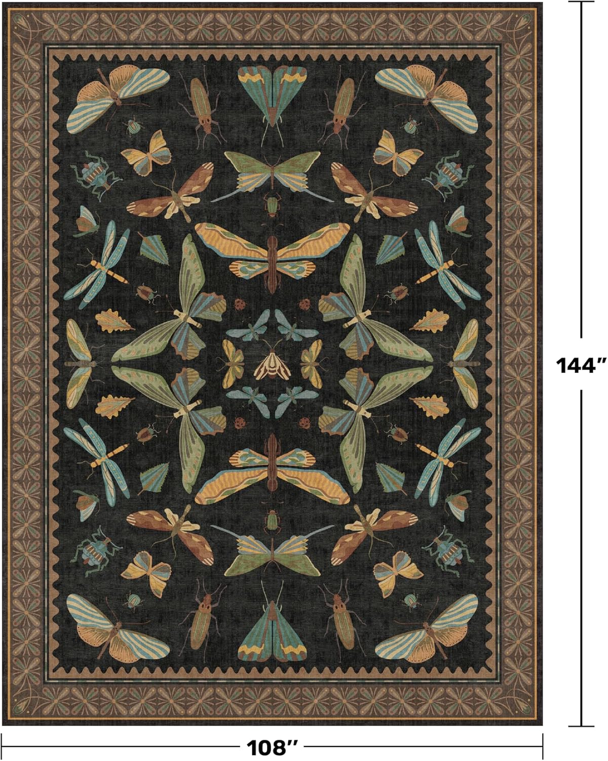 Large Black Rug for Living Room - Area Rugs 9x12 Dining Room Table, Large Bedroom Under Bed, Unique