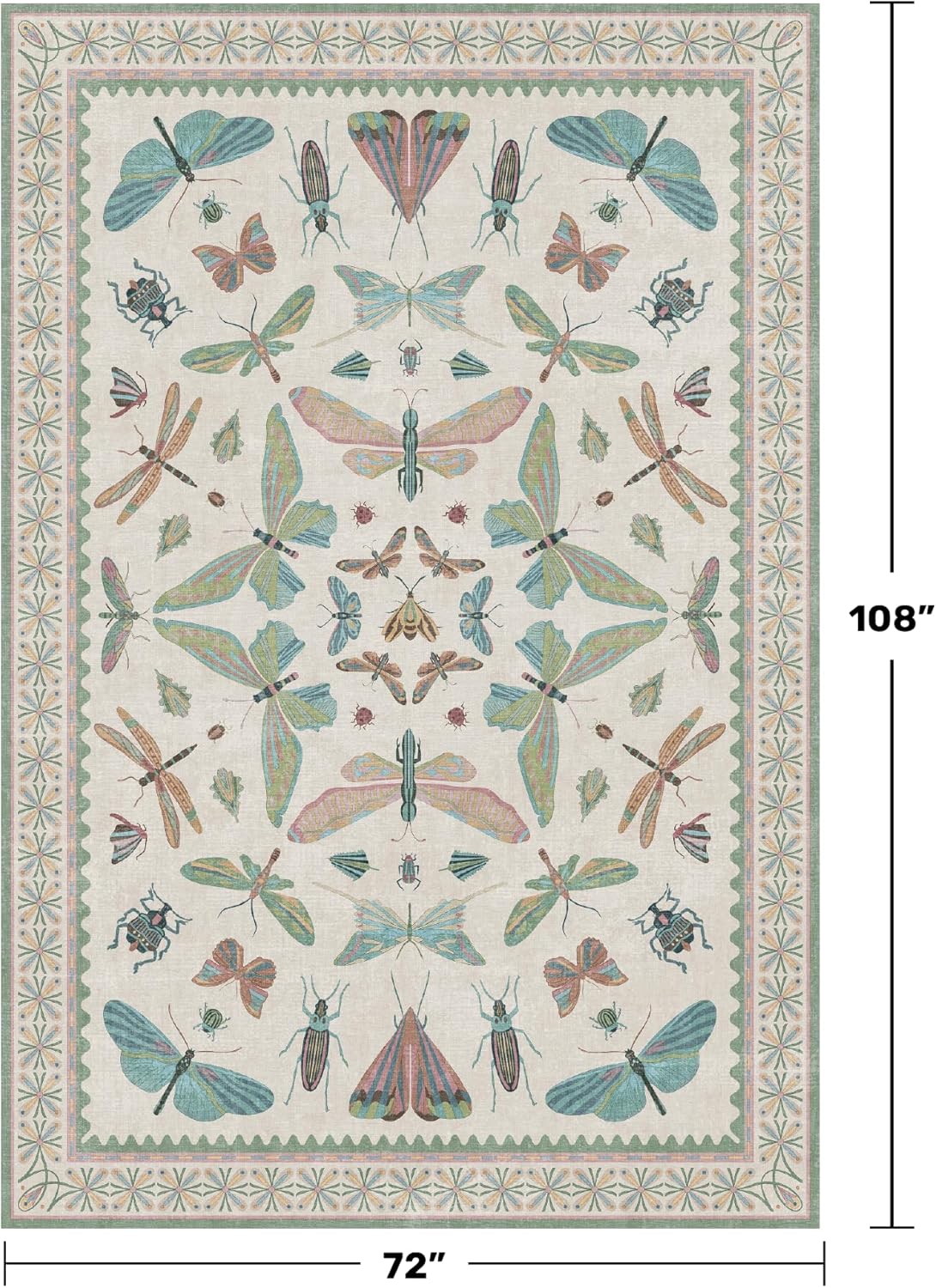 Sage Green Rugs for Bedroom Under Bed - 6x9 Area Rug for Living Room, Dining Room, Kids Playroom