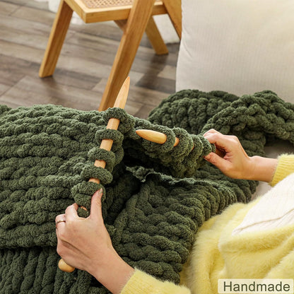 WESHIONGOO Chunky Knit Blanket Throw 50"×60" Knitted Throw Blankets for Couch Bed Fluffy Soft
