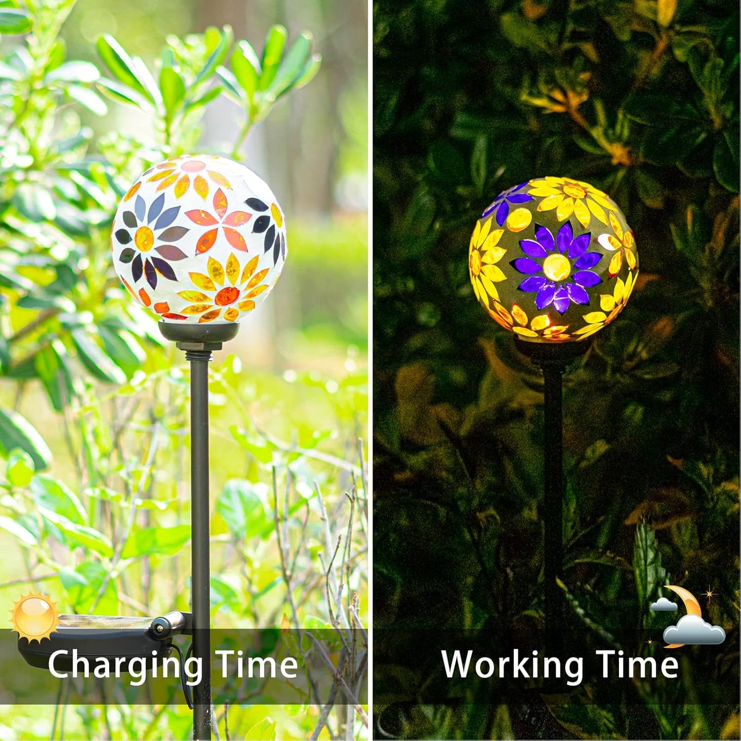 VCUTEKA Solar Garden Lights, Mosaic Solar Lights Outdoor Decor Pathway Light Waterpoof LED Stake