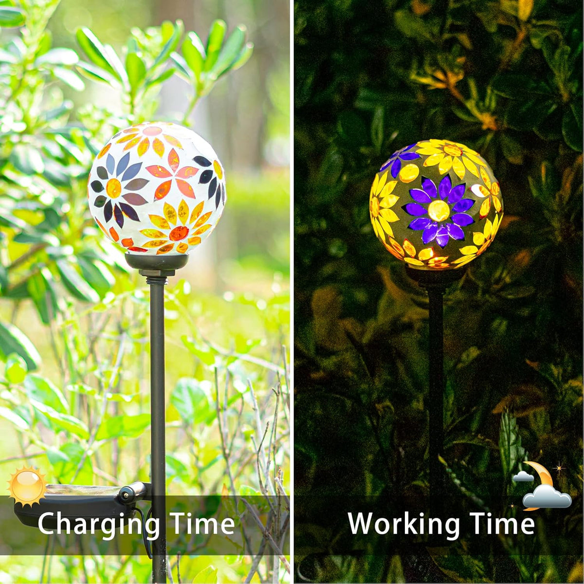 VCUTEKA Solar Garden Lights, Mosaic Solar Lights Outdoor Decor Pathway Light Waterpoof LED Stake