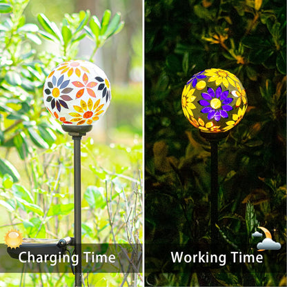 VCUTEKA Solar Garden Lights, Mosaic Solar Lights Outdoor Decor Pathway Light Waterpoof LED Stake