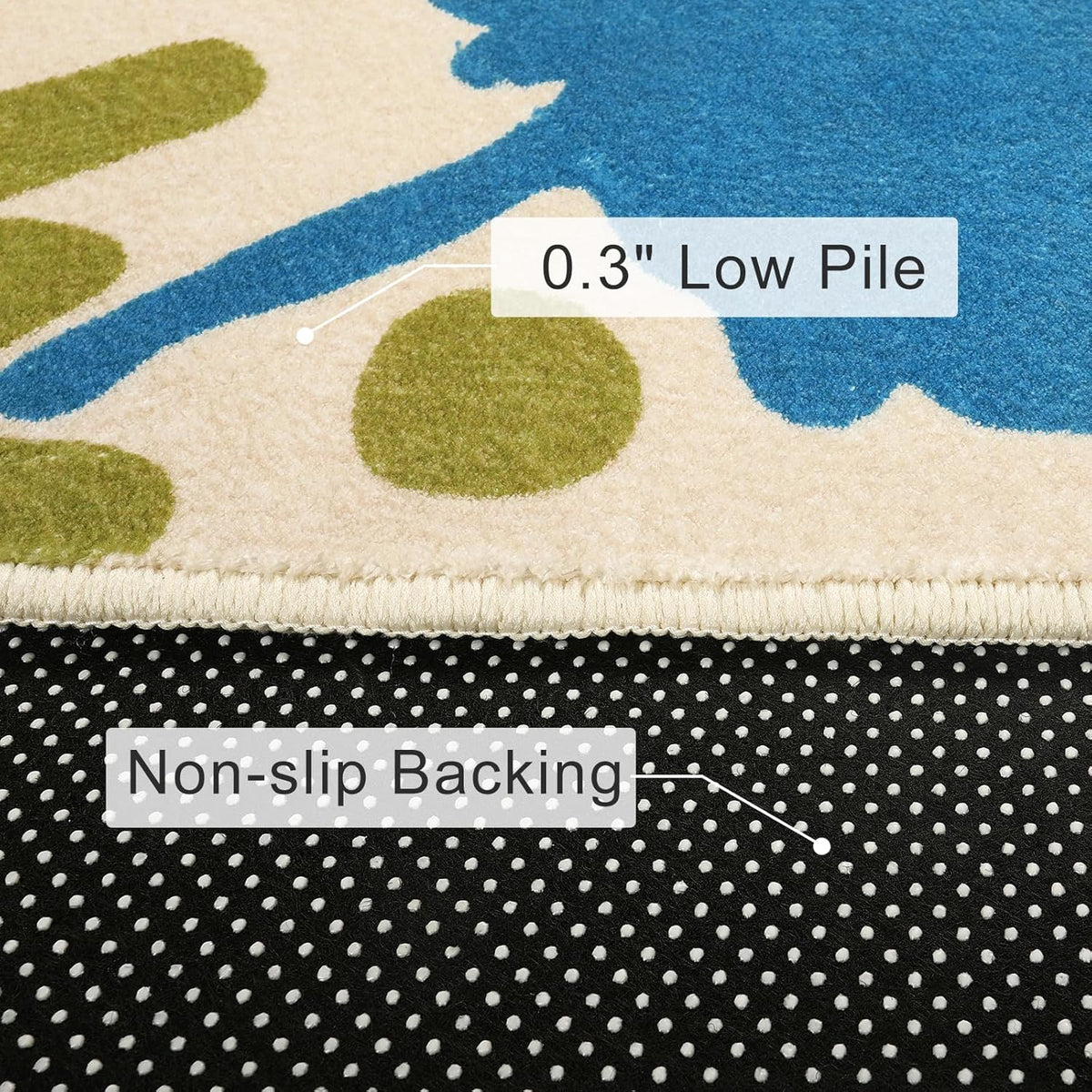 STARUIA Art Bedroom Rug, 4'x6' Machine Washable Kids Rug for Playroom, Paint Splash Rainbow Area