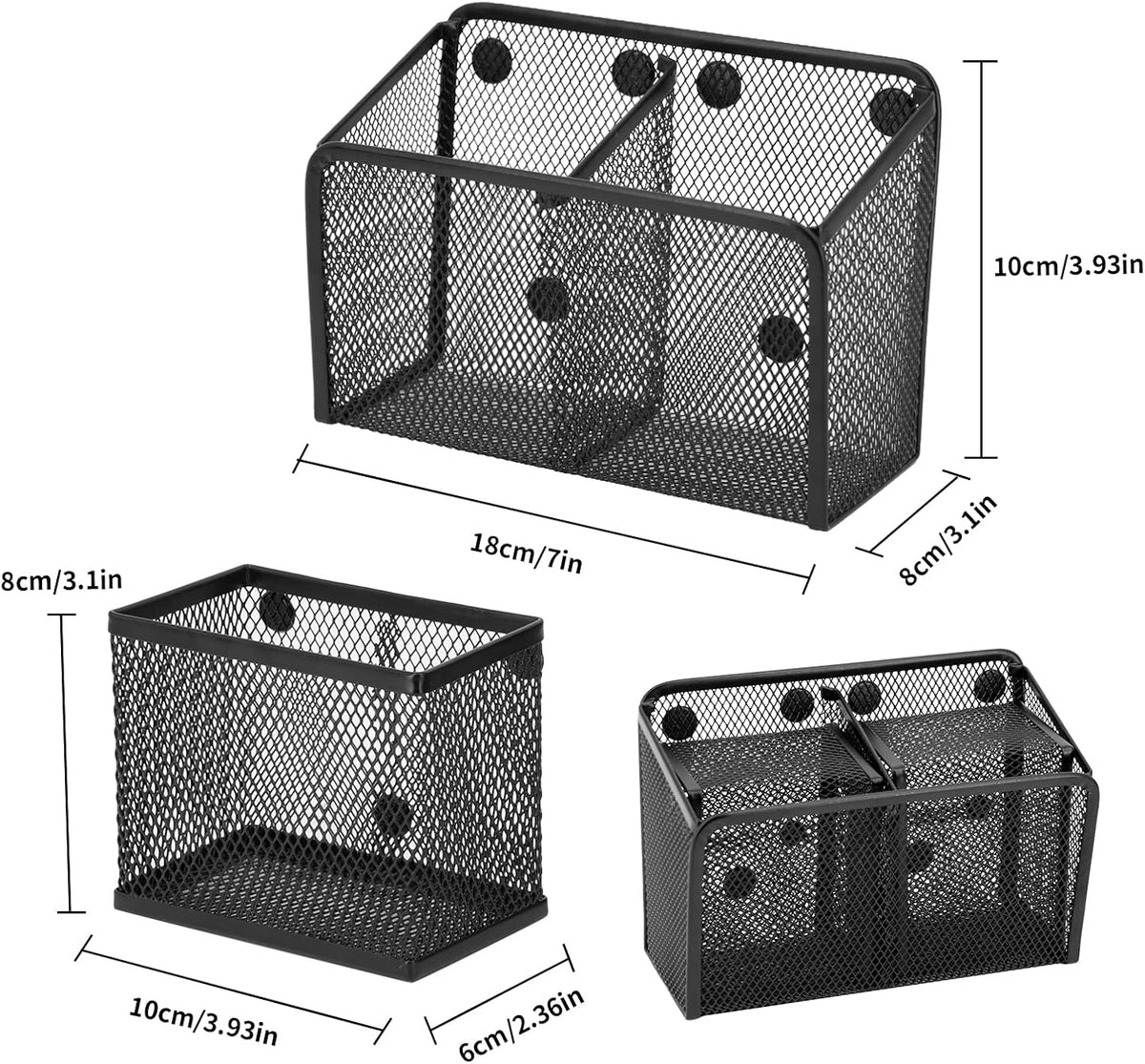 Neudeco Locker Shelf Organizer, Magnetic Pencil Holder, Metal Storage Basket for Whiteboard