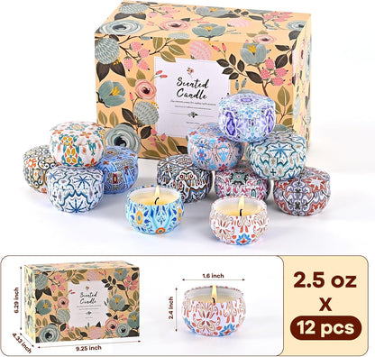 Scented Candles Gift Set, Candles for Home Scented 12 Pack, 300 Hours Long Lasting Soy Wax