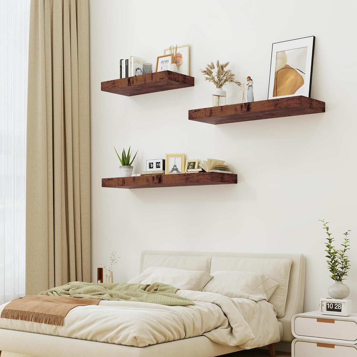Heimlove Bathroom 12'' Deep Floating Shelves for Wall - Shelf Over Toilet Wall Mounted Farmhouse 24