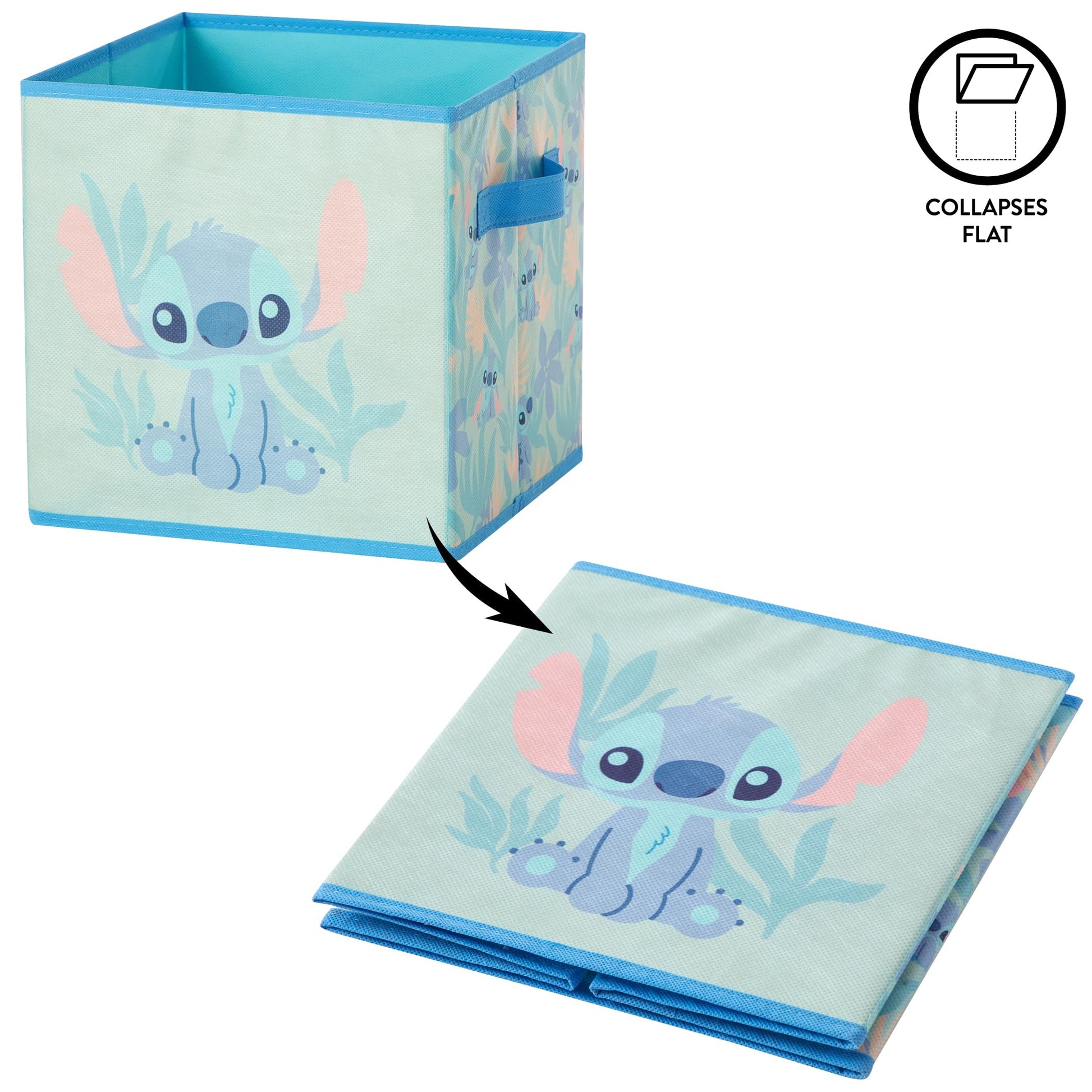 Stitch Storage Cubes Set of 2 Durable Fabric Bins with Handles, 10"x10"x10" Collapsible Cube