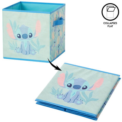 Stitch Storage Cubes Set of 2 Durable Fabric Bins with Handles, 10"x10"x10" Collapsible Cube
