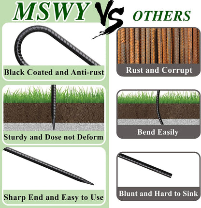 12 Inch Rebar Stakes 50 Pack J Hook Ground Stakes Heavy Duty Chain Link Fence Stakes Galvanized