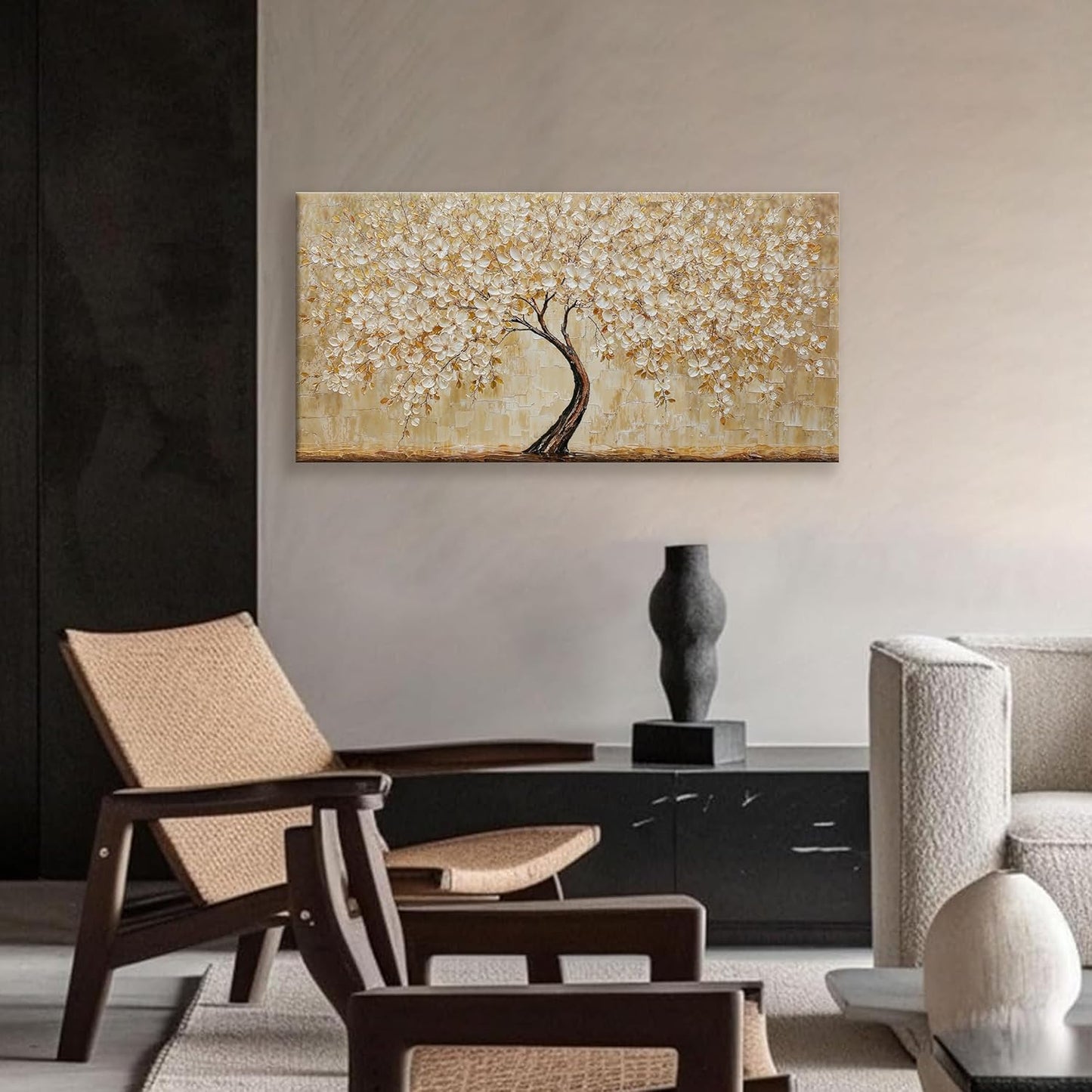 TAIJXAGSG Botanical Wall Art Gold Tree Flower Abstract Wall Decor Modern Canvas Art Wall Decor
