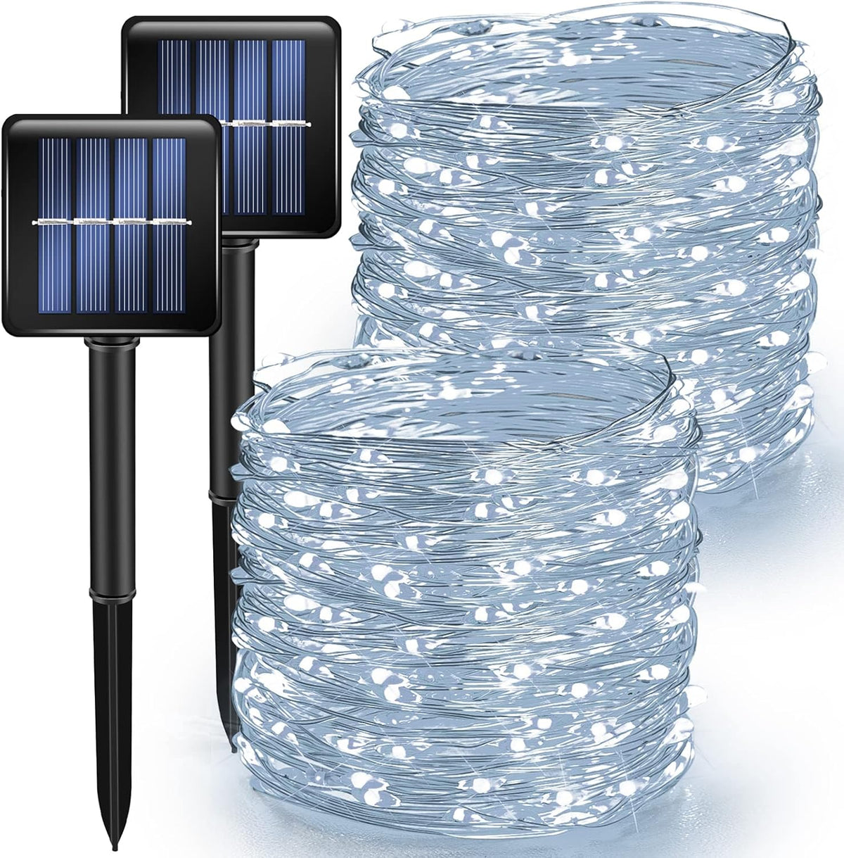 TW SHINE 2 Pack Solar String Lights Outdoor, Total 80 FT 240 LED Solar Powered Waterproof White